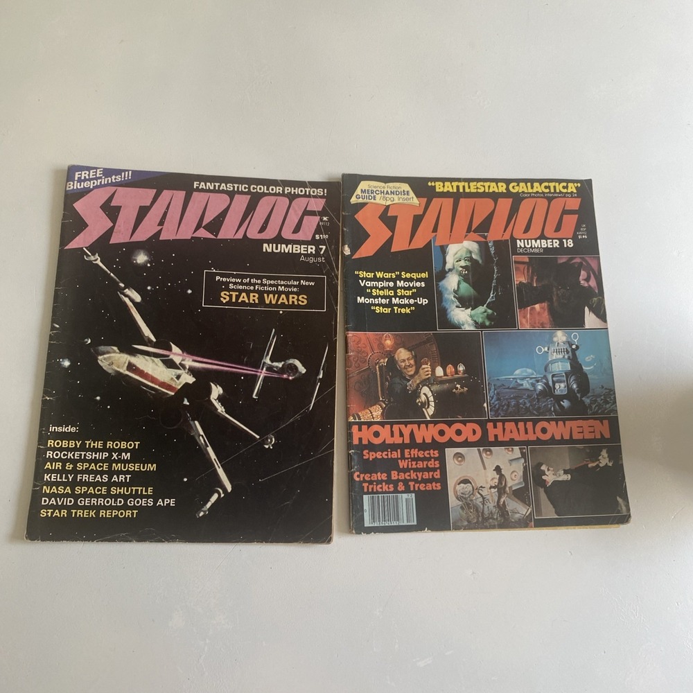 Starlog Issue 7 & 18 August 1977 Star Wars Star Trek Sci-Fi Illustrated